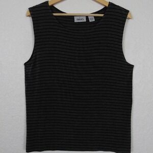 Chico's Travelers Women Twinset Cardigan & Tank SZ 1 Medium Black Stripe Stretch